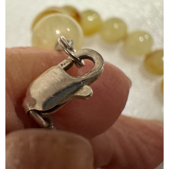 Chinese Porcelain Shard Sterling Square Pendant 20" Beaded Necklace Green Onyx - Picture 7 of 8